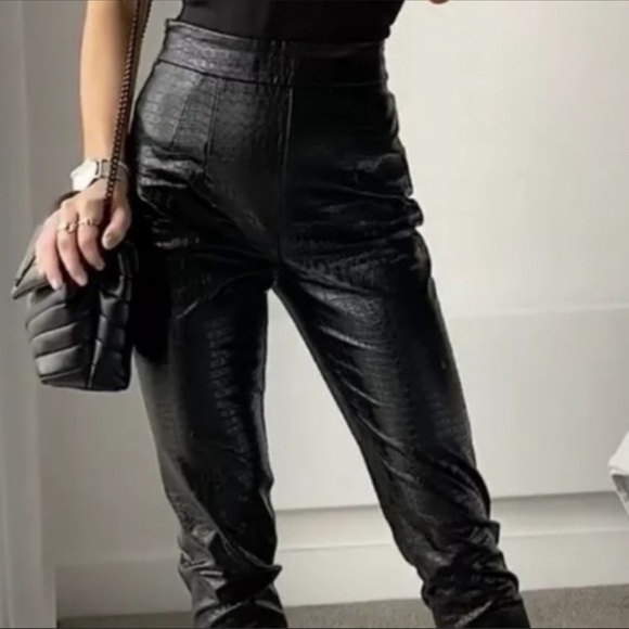 ZARA | Croc Embossed Cigarette Pant - Picture 4 of 6